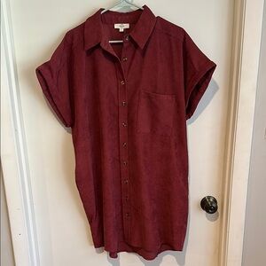 Entro Brick Red Corduroy Shift Dress